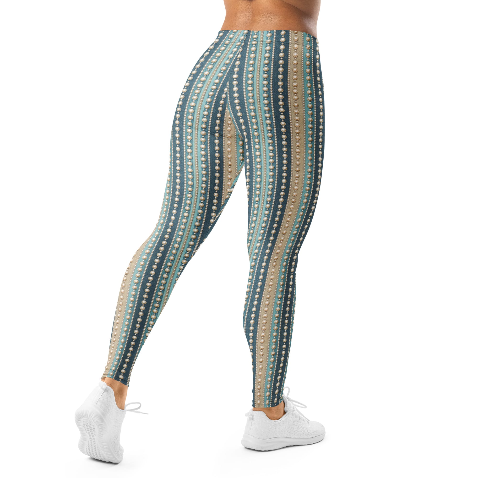 Elegant Stripes & Pearls Leggings