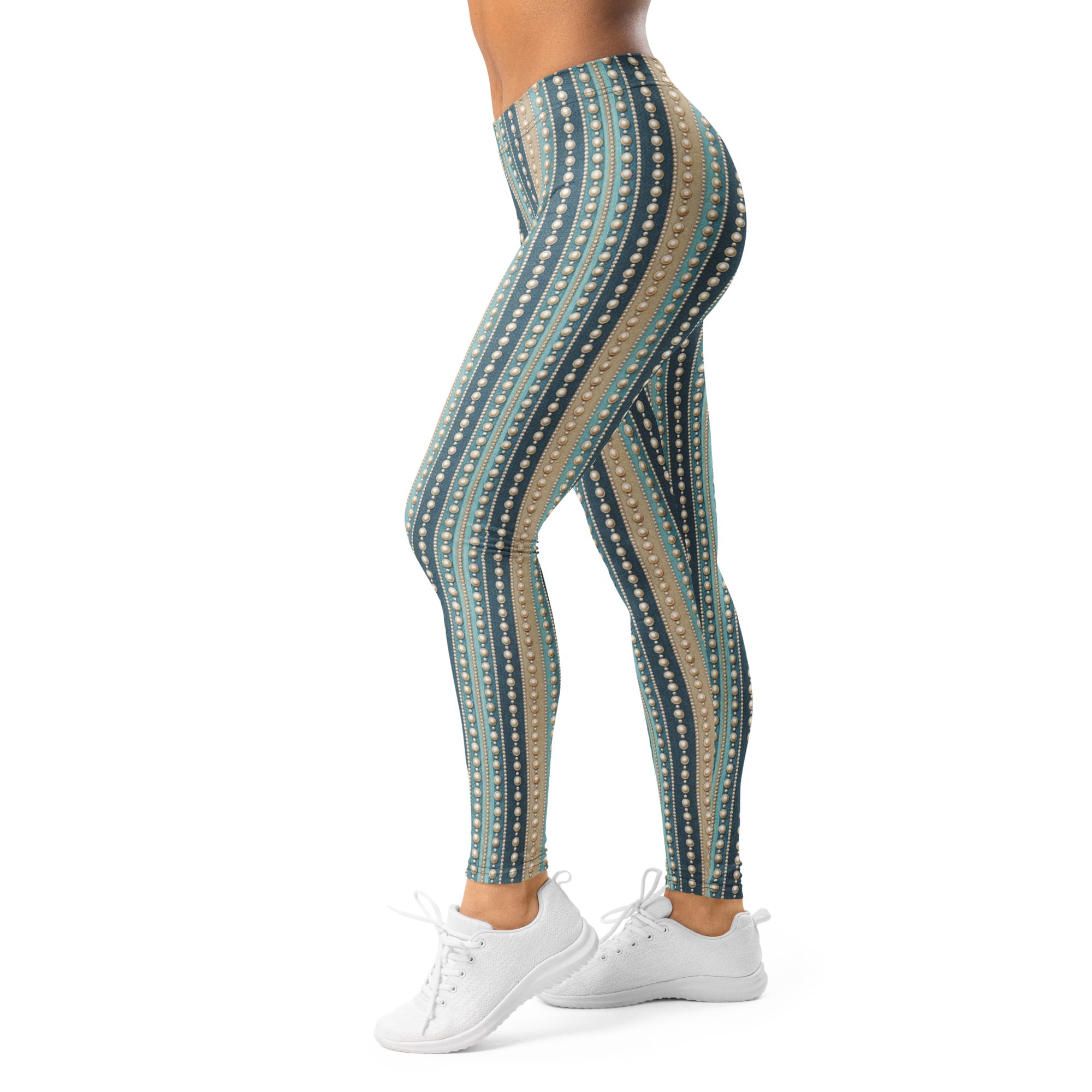 Elegant Stripes & Pearls Leggings