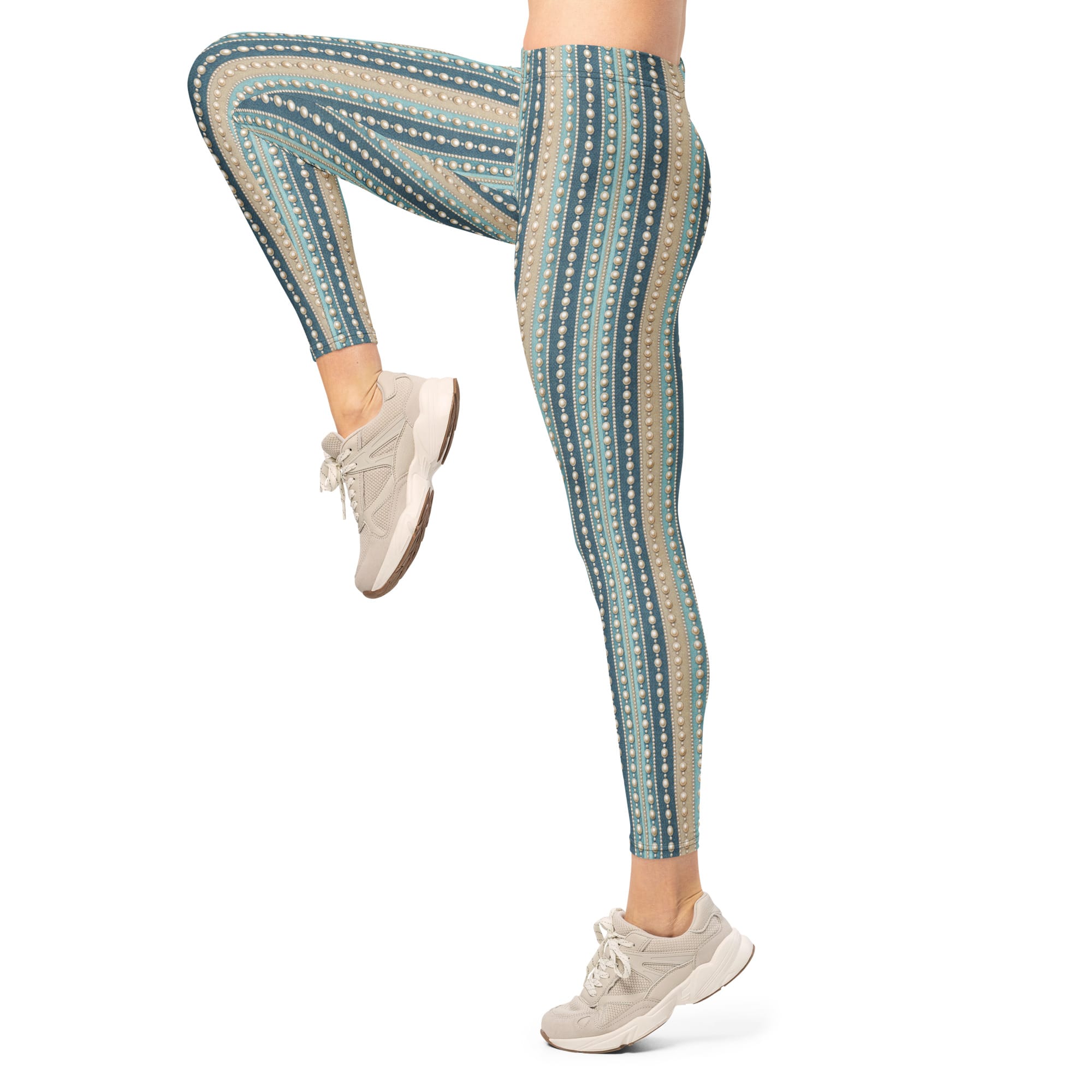Elegant Stripes & Pearls Leggings