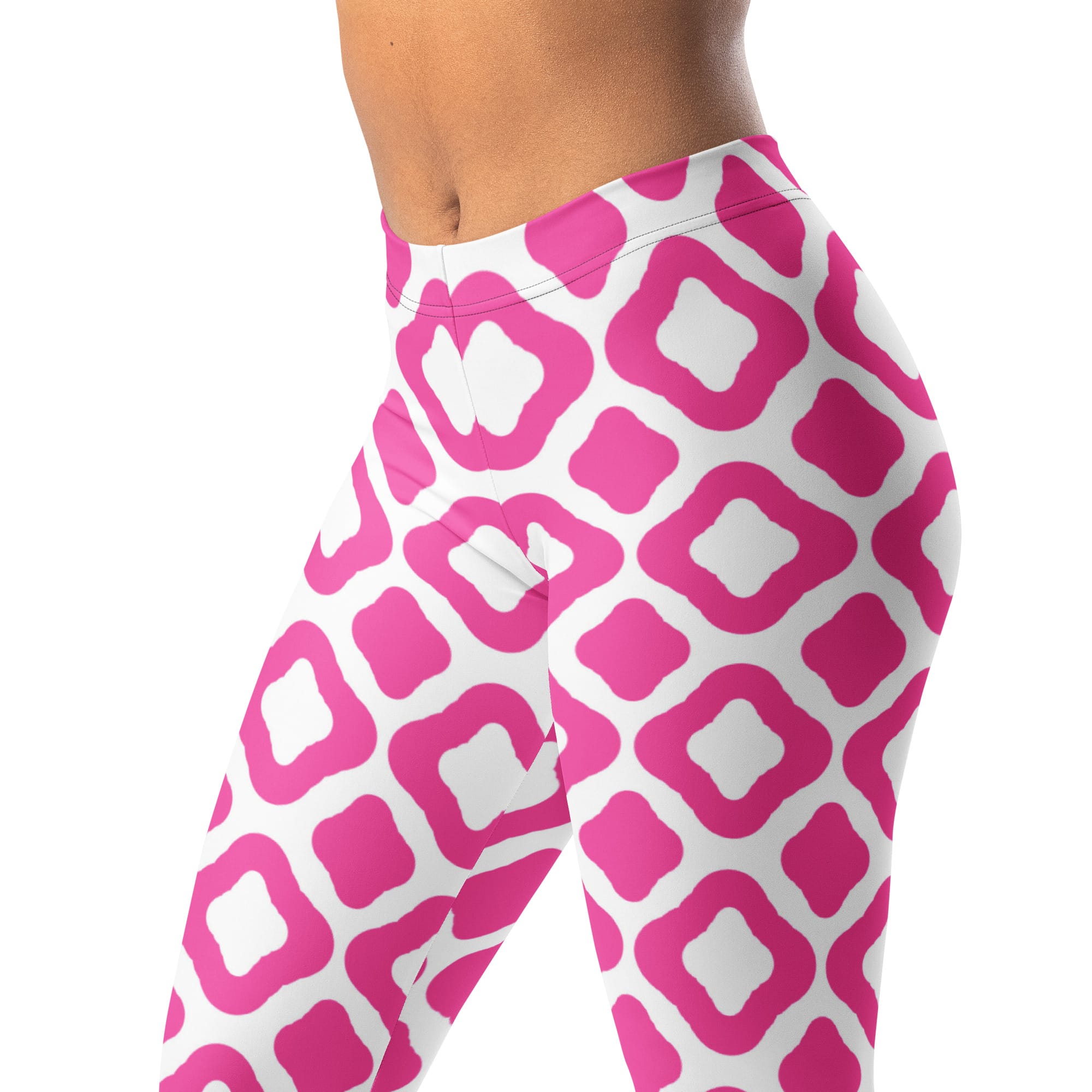Sweet Pink Lozenges Pattern Leggings