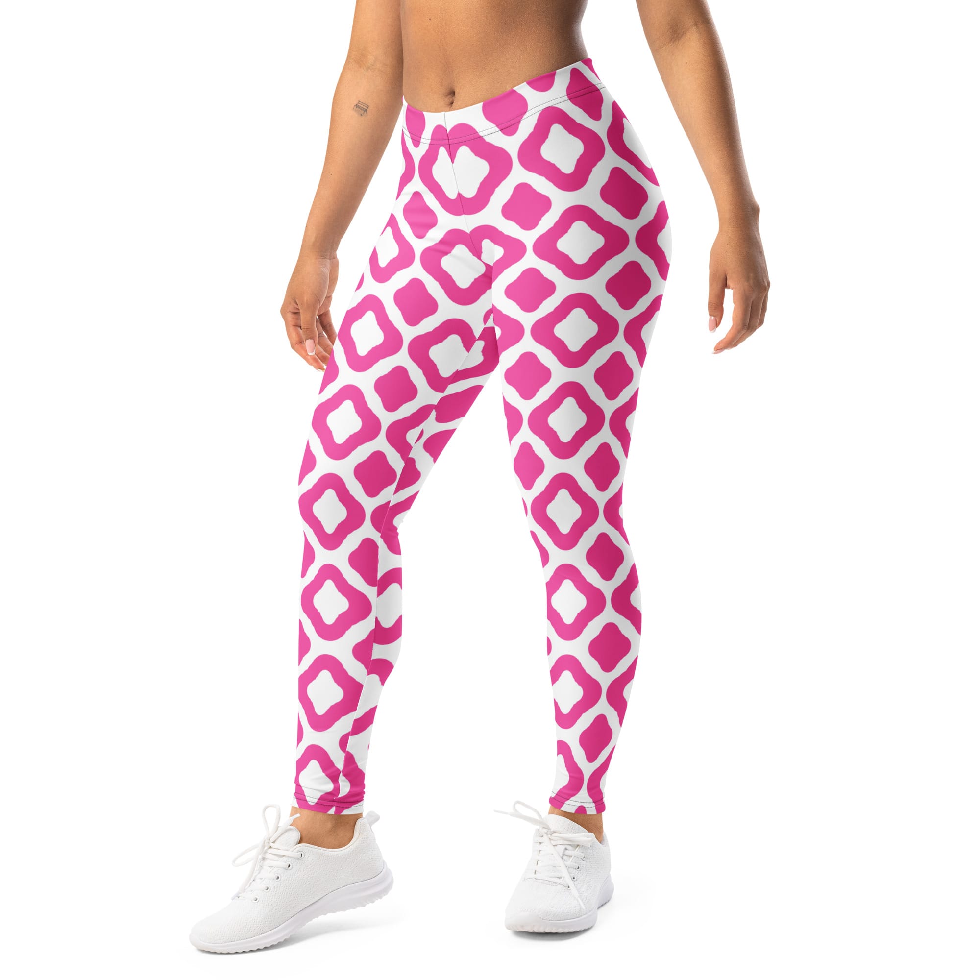 Sweet Pink Lozenges Pattern Leggings