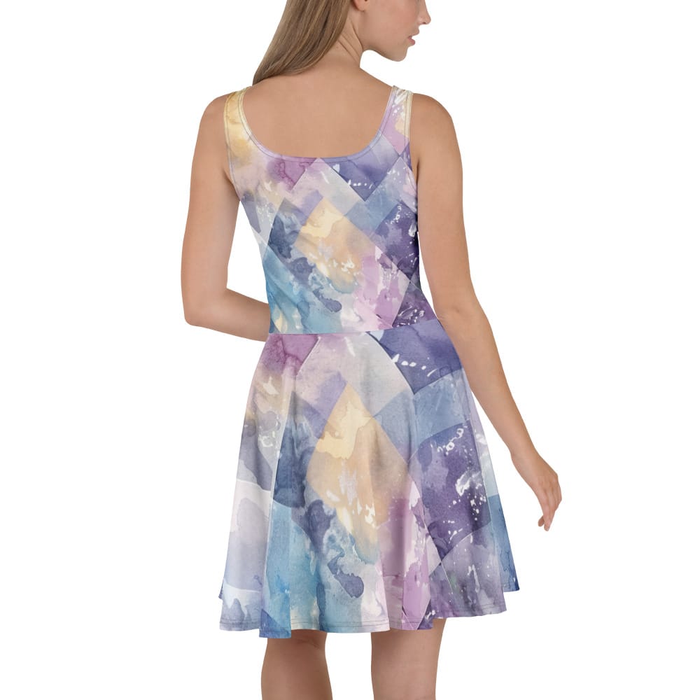 geometric watercolor skater dress | flowy abstract art fashion