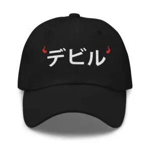 Japanische Akuma-Stickerei-Dad-Cap – trendige, von Anime inspirierte, verstellbare Kappe für Männer und Frauen