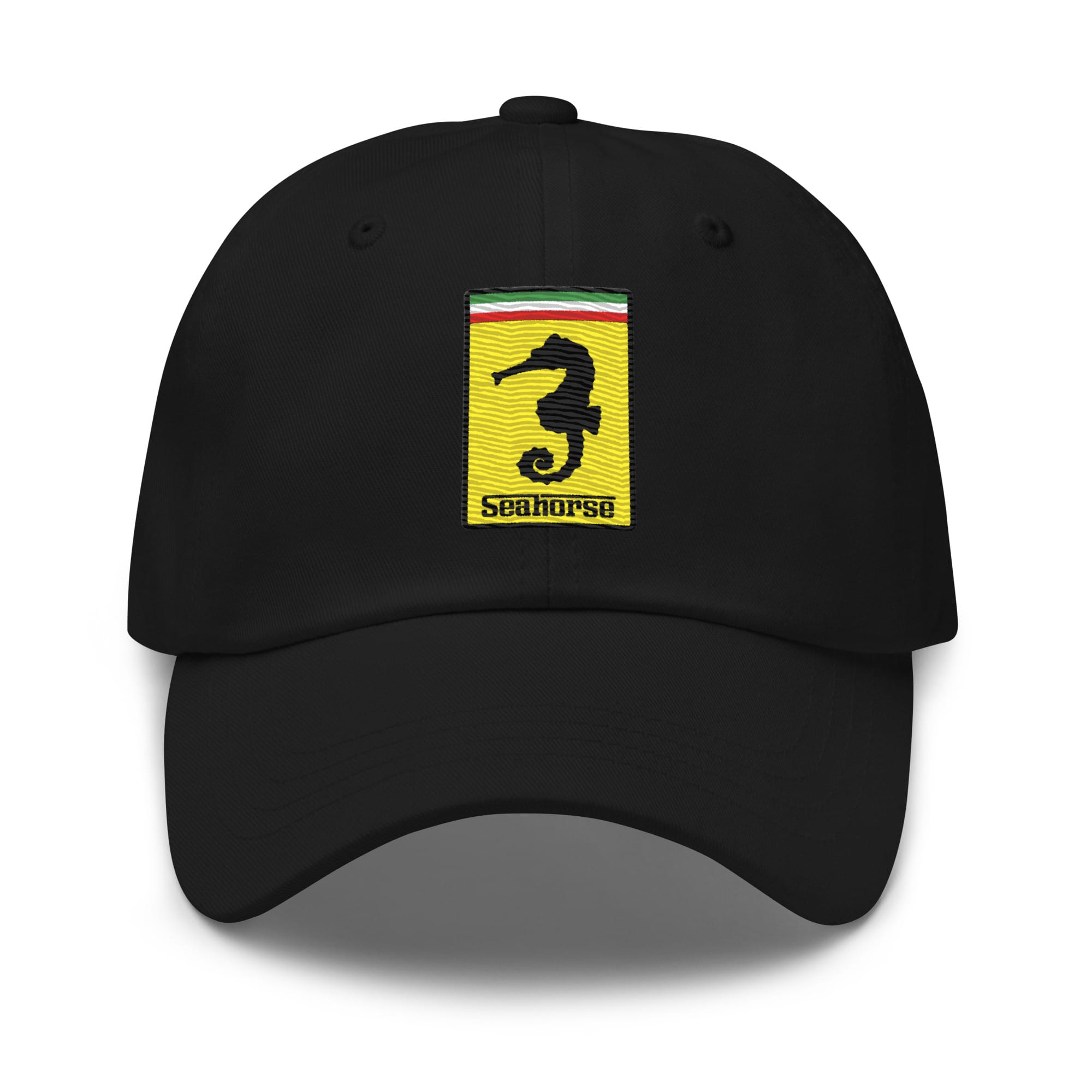 funny ferrari seahorse logo embroidered dad hat – premium unisex baseball cap