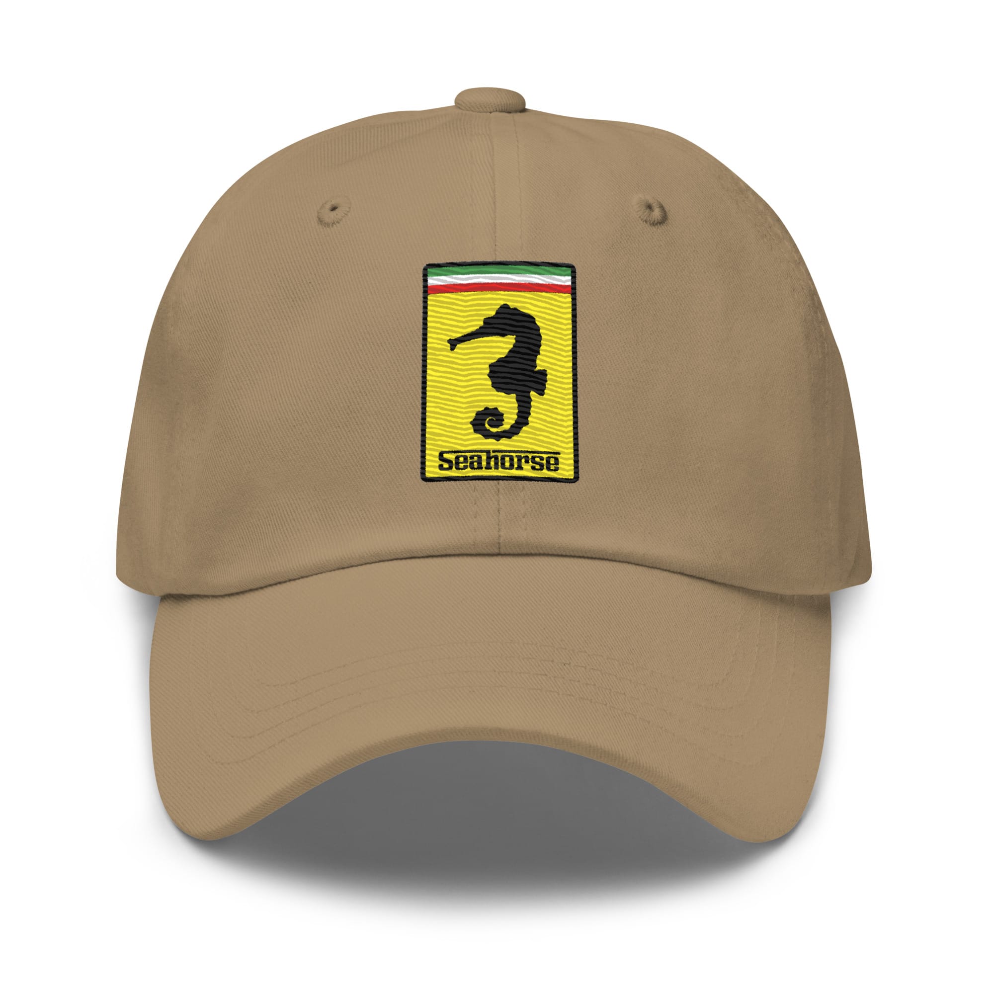 funny ferrari seahorse logo embroidered dad hat – premium unisex baseball cap
