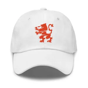 Bestickte Dad-Cap mit orangefarbenem Löwenwappen