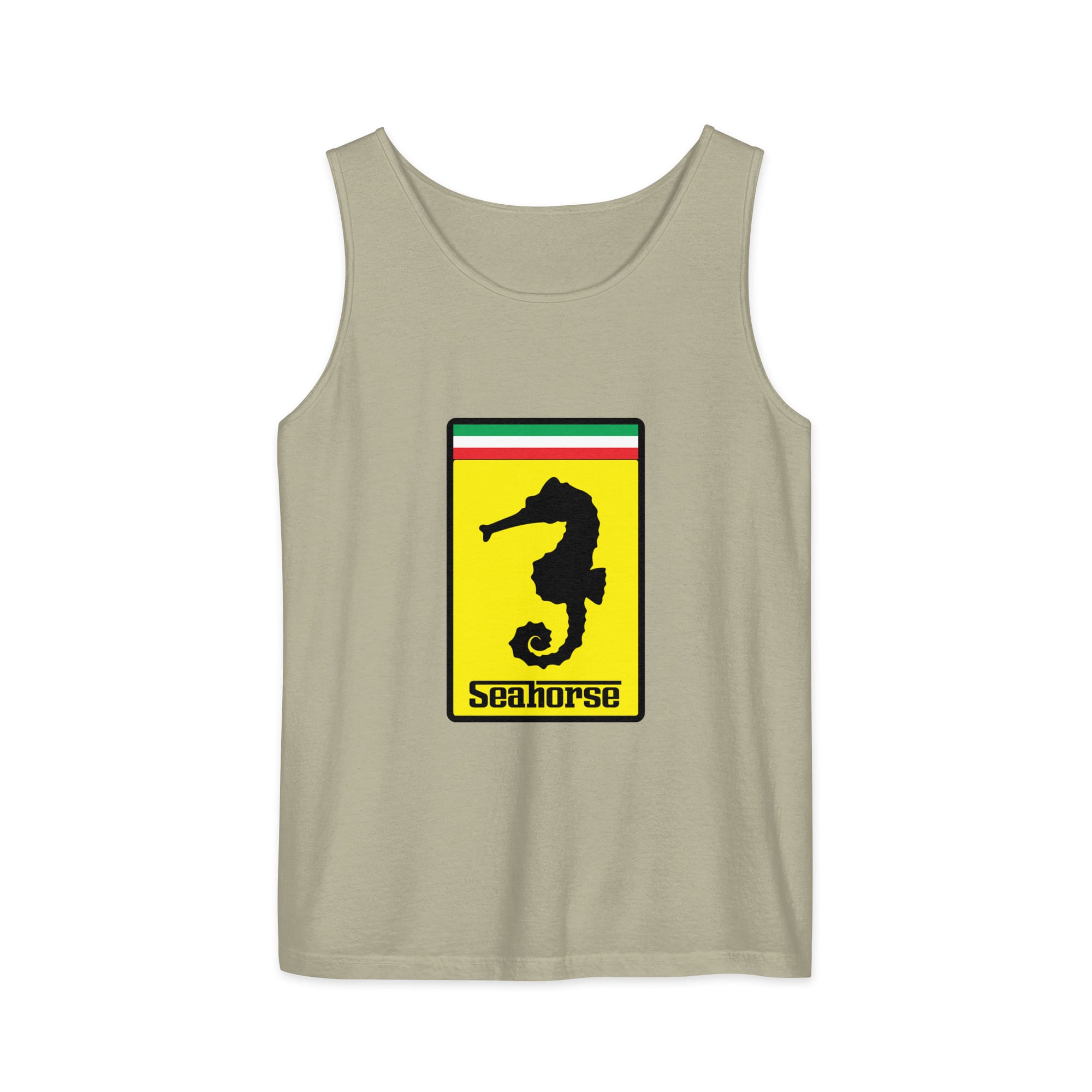 Sjov Ferrari Søhest Logo Tanktop - Sandsten, L